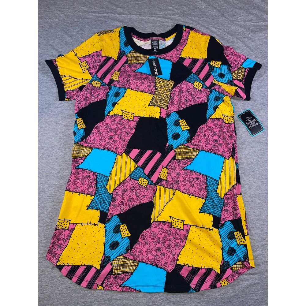 Disney Tim Burtons Nightmare Before Christmas Sally Patchwork TShirt Dress Large